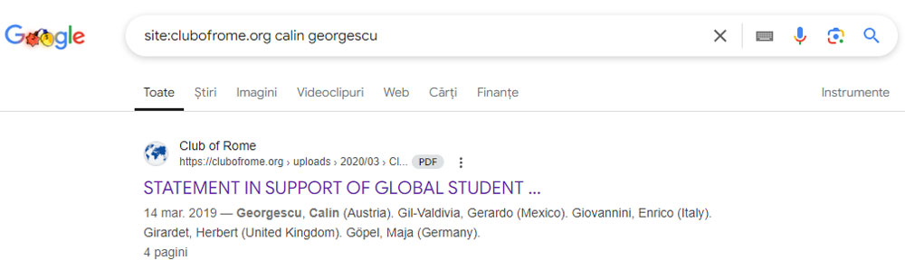 clubul de la roma calin georgescu document oficial